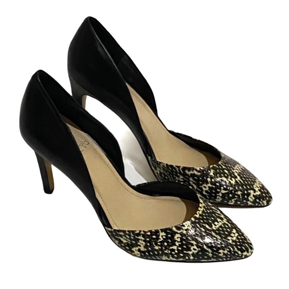 Vince Camuto Snake Print Heel Black Cream 8 Sexy